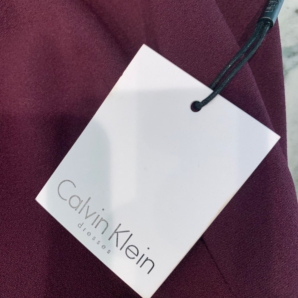 Calvin Klein Burgundy Cold Shoulder Sheath Dress New w/ Tags Women's Size 8 - Picture 5 of 16